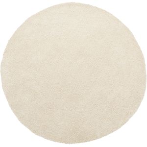 Vloerkleed beige polyester 140 cm ø rond