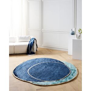 KANRACH - Vloerkleed - Marineblauw - 200 x 200 cm - Viscose