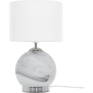 Tafellamp leeslamp nachtlamp zilver ronde basis witte lampenkap