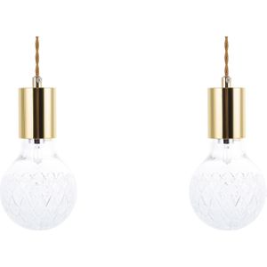 Set van 2 hanglampen glas goud minimalistische industriële gloeilamp