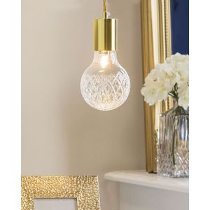 Set van 2 moderne hanglamp plafondlampen metaal gesneden glas goud Anza