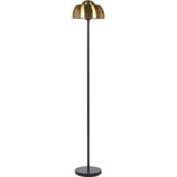 Staande lamp goud zwart 148 cm metaal ronde basis ronde lampenkap industrieel ontwerp