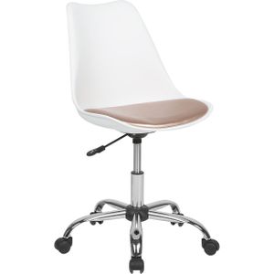Bureaustoel wit/goud kunstleer zitvlakte in hoogte verstelbaar modern