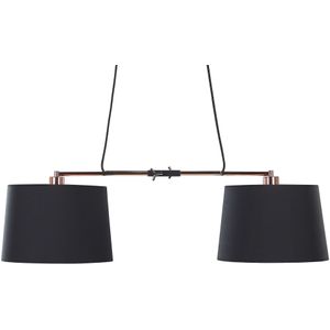 Hanglamp 2-lichts zwart met metalen basis
