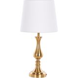 Tafellamp Goud met Wit Metalen Voet Polyester Kap Vintage Design