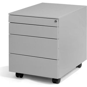 Verrijdbaar Ladeblok Medium 60 Plus 4 laden Aluminium | Verrijdbaar model | 4 laden | Met pennenlade