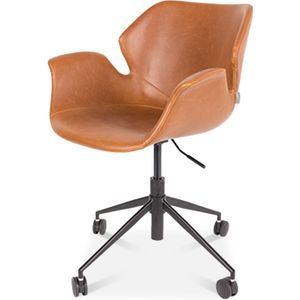 Thuiswerkstoel Zuiver Nikkie Bruin | Lederen bekleding | Retro uitstraling | Compact formaat