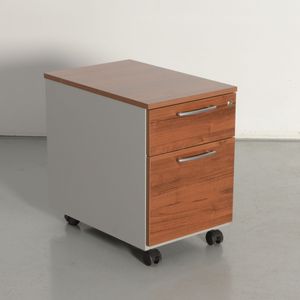 MDD verrijdbaar ladeblok, noten / grijs, 59 x 40 x 60 cm, 2 laden |