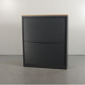 Roldeurkast Kinnarps Antraciet 140 x 120 cm Licht beuken topblad | Middel model | Incl. 2 legborden | Incl. topblad