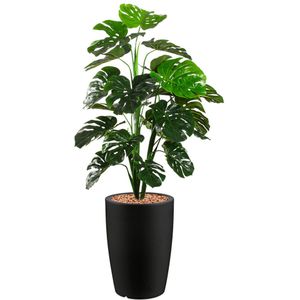 Kunstplant Monstera Ibara Antraciet | Monstera plant | Met ronde sierpot en hydrokorrels | 150 cm hoog