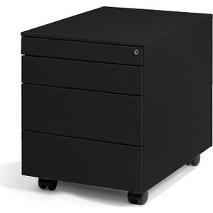 SUPERDEAL | Verrijdbaar Ladeblok Medium 60 Plus 4 laden Zwart | Verrijdbaar model | 4 laden | Met pennenlade Verrijdbaar model | 4 laden | Met