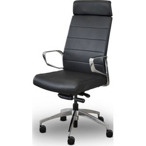 Bureaustoel Frank Zwart | Lederen bekleding | Directiestoel | Met synchroonmechanisme