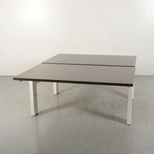 Benchwerkplek Voortman Donker eiken blad 140 x 80 cm | Blad van melamine | Compact model | 4-poot onderstel