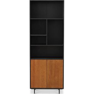 Wandkast Paisley Zwart/Rustiek Eiken | Open kast | Gestreept design | Verkrijgbaar in 5 kleuren