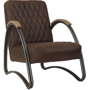 Ontvangststoel Bullit Bruin | Eco-leren bekleding | Robuuste uitstraling | Met armsteunen