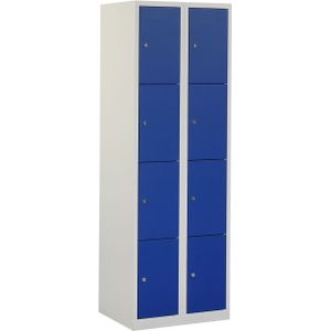 Locker Plain Elite 30 8-deurs Blauw | 8 deuren, 2 kolommen | Cilinderslot | Gladde deur