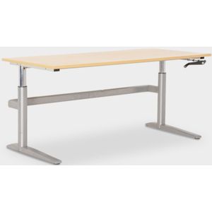 Solidesk slingerbureau, Ahorn blad, 180 x 80 cm. aluminium handslinger hoogte verstelbaar onderstel | Duurzame keuze | Hoogte instelbaar | Eenvoudig