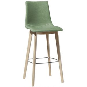 Barkruk Scab Natural Zebra Pop Gestoffeerd Jade Groen | Geschikt voor statafels | Houten onderstel | Met rugleuning