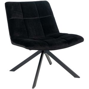 Ontvangststoel Joan Velvet Zwart | Waterafstotende stof | Draaibaar onderstel | Velvet bekleding