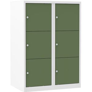 Locker Hue Elite 30 6-deurs Groen | 6 deuren, 2 kolommen | Smalle deur | Gladde deur