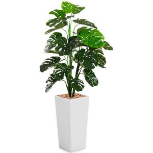 Kunstplant Monstera Mihara Wit | Monstera plant | Met vierkante sierpot en hydrokorrels | 185 cm hoog