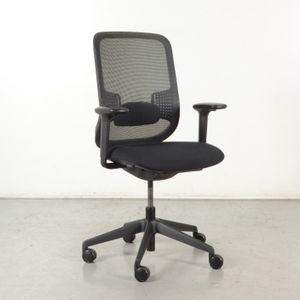 Orangebox bureaustoel, zwart, 1D armleggers, opnieuw gestoffeerd | Met synchroonmechanisme