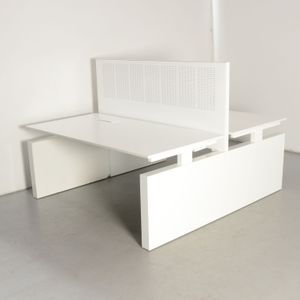 Voortman benchwerkplek, wit blad, 160x80 cm (2x), hoogte instelbaar onderstel, |
