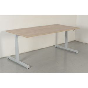 Solidesk bureau, bladkleur naar keuze, 180 x 90 cm, hoogte verstelbaar onderstel d.m.v. handslinger | Blad van melamine | Handslinger