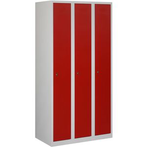 Garderobekast Plain Elite 30H 3-deurs Rood | Verkrijgbaar in 3 kleuren | Met cilinderslot | Gepoedercoate afwerking