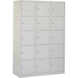 Locker Plain Elite 40 15-deurs Grijs | 15 deuren, 3 kolommen | Cilinderslot | Gladde deur