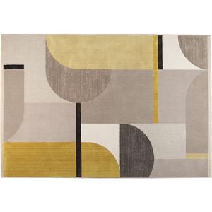 Zuiver vloerkleed Hilton 200 x 290 cm Grijs / geel | Artistiek design | Grijs / Geel | Abstract patroon