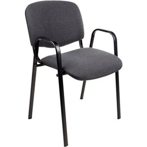 Vergaderstoel Economy+ Antraciet | Stapelbaar tot 7 stuks | 4-poot onderstel | Met armsteunen