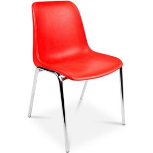 Kantinestoel Helene 4-poot onderstel Rood | Stapelbaar tot 20 stuks | Kunststof model | Verkrijgbaar in 14 kleuren