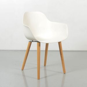 Crassevig Pola Round design kuipstoel, wit, 4-poot onderstel | 4-poot onderstel