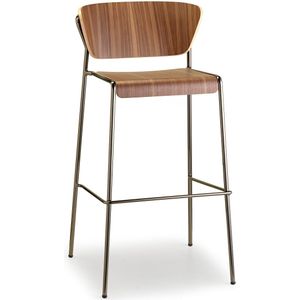 Barkruk Scab Lisa Wood Walnut | Geschikt voor counterhoogte 100 cm | Met voetensteun | Retro uitstraling