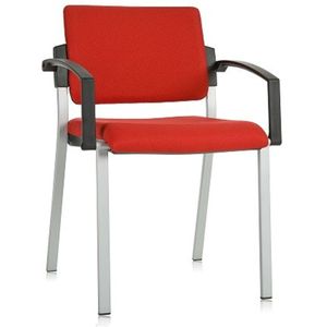 Vergaderstoel Rome Rood | Met armsteunen | Slijtvaste bekleding | Stapelbaar tot 8 stuks