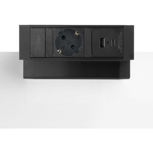 Power Desk Up 1x stroom 1x USB A + C | Opbouw unit | Klem systeem | Verkrijgbaar in zwart of wit