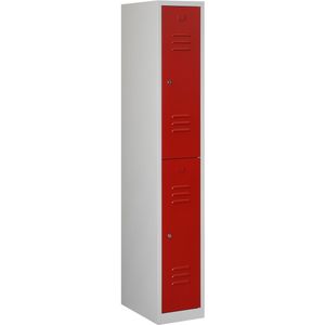 Garderobekast Classic Elite 30V 2-deurs Rood | Gepoedercoate afwerking | Met cilinderslot | Deur met sleuf