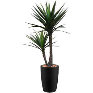 Kunstplant Yucca Ibara Antraciet | Yucca plant | Met ronde sierpot en hydrokorrels | 150 cm hoog