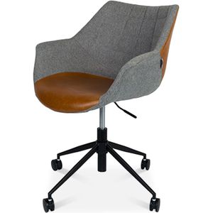 Thuiswerkstoel Zuiver Doulton Grijs | Retro uitstraling | Kantoorstoel | Lederen en stoffen bekleding