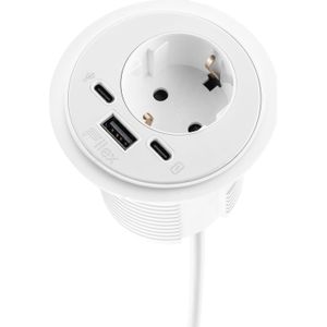 Spot 1 stroomingang 1 USB A+C ingang Wit | Inbouw | Verkrijgbaar in 2 kleuren | Met aansluitsnoer