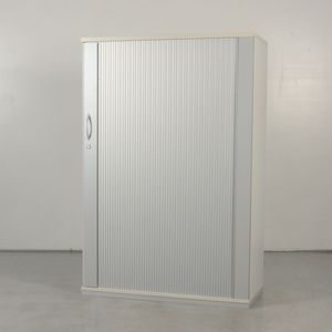Officenow roldeurkast, grijs, 149 x 100 cm, incl. 3 legborden | Duurzame keuze | Met 3 legborden | Half hoge kast