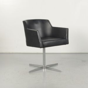 Fauteuil Mobitec Zwart leder Draaibaar | Lederen bekleding | Draaibaar onderstel
