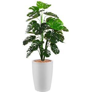 Kunstplant Monstera Ibara Wit | Monstera plant | Met ronde sierpot en hydrokorrels | 150 cm hoog