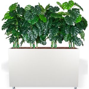 Verrijdbare plantenbak 166 x 100 cm Wit Monstera kunstplant | 166cm breed | Verkrijgbaar in eiken naturel, zwart en wit | Handige room