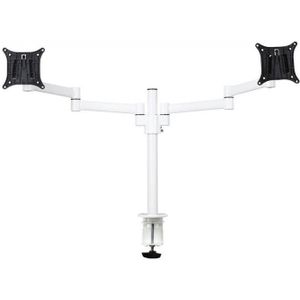 Monitorarm Pro voor 2 schermen Wit | Draagvermogen tot 8 kg | Geschikt voor schermen tot 30'' | 90° Zwenken