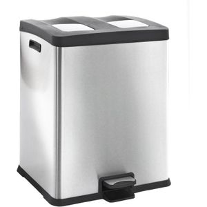 Afvalbak EKO Rejoice Recycling Bin 2x30 liter Mat RVS | 2x 30 liter | Met pedaal | Uitgevoerd in mat RVS