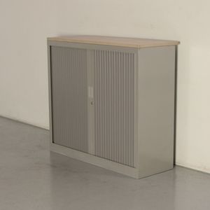 Officenow roldeurkast, grijs, 107 x 120 cm, incl. 2 legborden, topbladkleur naar keuze | Topbladkleur naar keuze | Blad van melamine