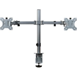 Monitorarm Focus Duo Aluminium | Geschikt voor 2 schermen | Voor tot 27° schermen | Kop is 360° te roteren