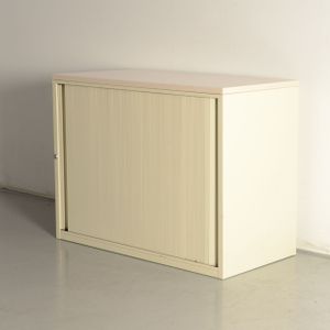Officenow roldeurkast, creme, 76 x 100 cm, incl. 1 legbord, gebroken wit topblad | Incl. topblad